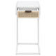 Lanie Side C Table 1 Drawer Sleek White Metal Frame Faux Rattan