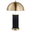 Eris Table Lamp Set of 2 with LED Gold Dome Shade Black Faux Leather BM329180