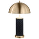 Eris Table Lamp Set of 2 with LED Gold Dome Shade Black Faux Leather BM329180