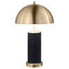Eris Table Lamp Set of 2 with LED Gold Dome Shade Black Faux Leather BM329180