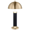 Cony Tall Table Lamp Set of 2 LED Gold Dome Shade Black Faux Leather BM329181