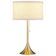 Mikka Table Lamp Pull-Chain Gold Flared Pedestal Base Beige Fabric BM329184