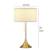 Mikka Table Lamp Pull-Chain Gold Flared Pedestal Base Beige Fabric BM329184