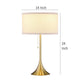 Mikka Table Lamp Pull-Chain Gold Flared Pedestal Base Beige Fabric BM329184