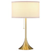 Mikka Table Lamp, Pull-Chain, Gold Flared Pedestal Base, Beige Fabric