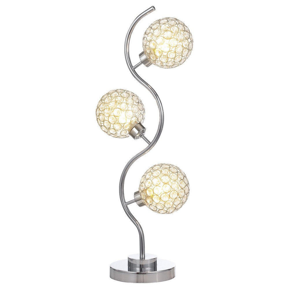 Berly Table Lamp with Crystal Balls and Touch Button Silver Metal BM329186