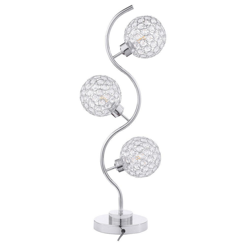 Berly Table Lamp with Crystal Balls and Touch Button Silver Metal BM329186