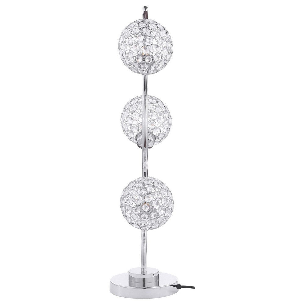 Berly Table Lamp with Crystal Balls and Touch Button Silver Metal BM329186