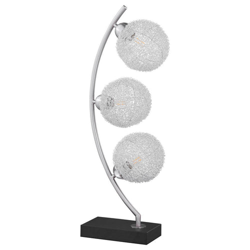 Udia Table Lamp with Woven Silver Metal Mesh Spherical Shades Black BM329187