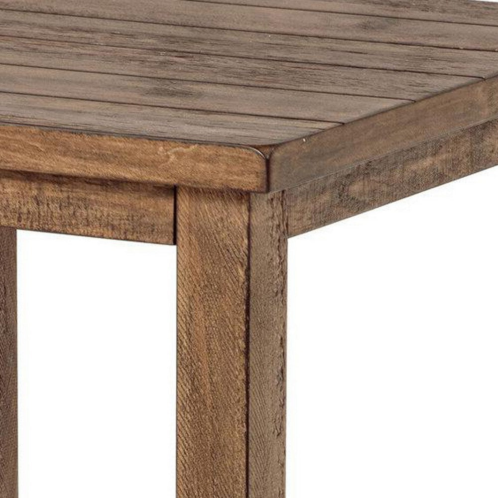Ayne Side End Table 1 Shelf Distressed Brown Wood Square 20 Inch