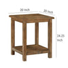 Ayne Side End Table 1 Shelf Distressed Brown Wood Square 20 Inch