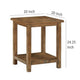 Ayne Side End Table 1 Shelf Distressed Brown Wood Square 20 Inch
