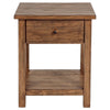 Ayne Side End Table 1 Shelf 1 Drawer Brown Wood Square 20 Inch