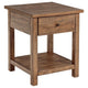 Ayne Side End Table 1 Shelf 1 Drawer Brown Wood Square 20 Inch