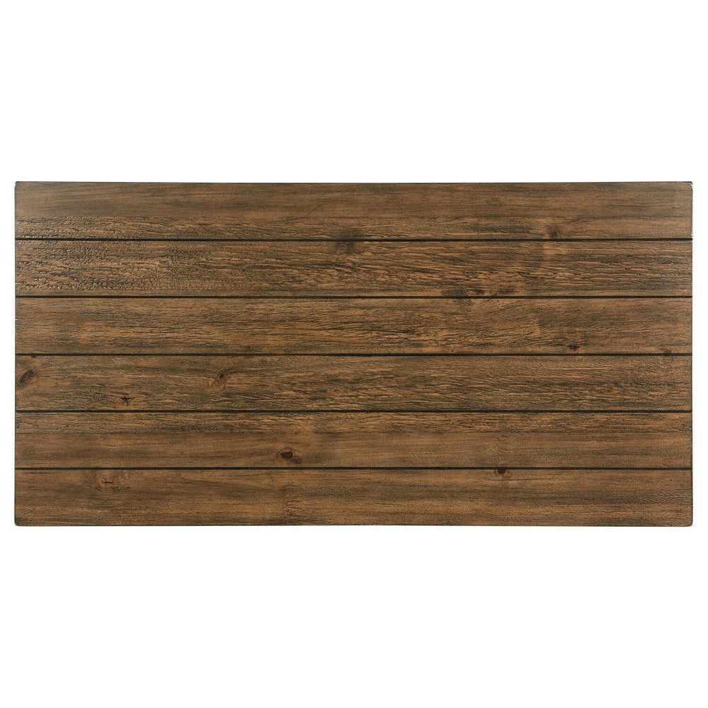 Ayne Coffee Table 1 Shelf Distressed Brown Wood Frame 47 Inch