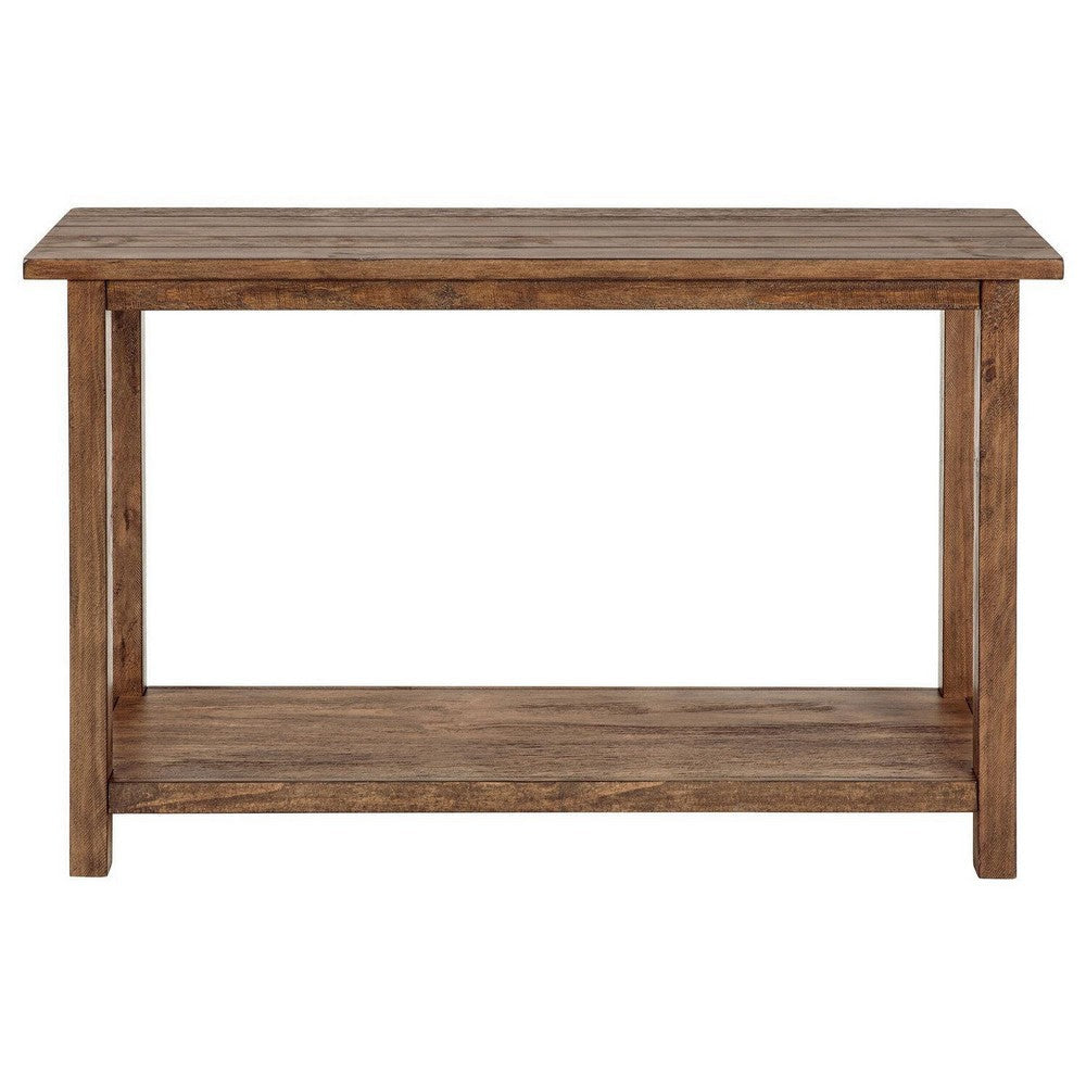 Ayne Console Table 1 Shelf Distressed Brown Wood Frame 47 Inch