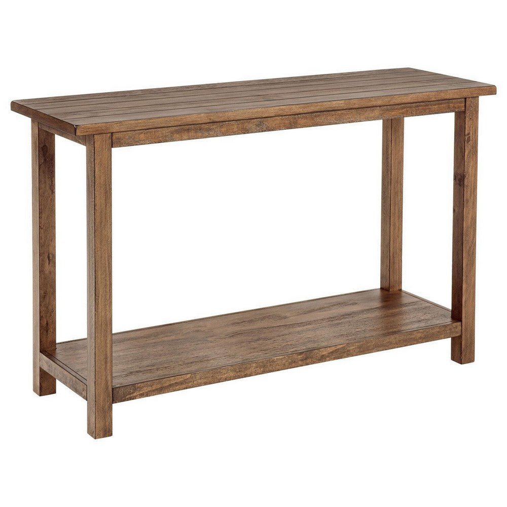 Ayne Console Table 1 Shelf Distressed Brown Wood Frame 47 Inch