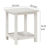 Ayne Side End Table 1 Bottom Shelf White Wood Frame Square 20 Inch