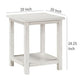 Ayne Side End Table 1 Bottom Shelf White Wood Frame Square 20 Inch