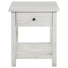 Ayne Side End Table 1 Drawer Distressed White Wood Square 20 Inch