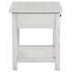 Ayne Side End Table 1 Drawer Distressed White Wood Square 20 Inch