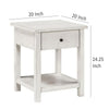 Ayne Side End Table 1 Drawer Distressed White Wood Square 20 Inch