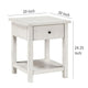Ayne Side End Table 1 Drawer Distressed White Wood Square 20 Inch