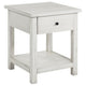 Ayne Side End Table 1 Drawer Distressed White Wood Square 20 Inch