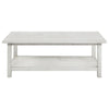 Ayne Coffee Table 1 Bottom Shelf Distressed White Wood 47 Inch