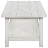 Ayne Coffee Table 1 Bottom Shelf Distressed White Wood 47 Inch