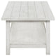 Ayne Coffee Table 1 Bottom Shelf Distressed White Wood 47 Inch