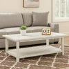 Ayne Coffee Table, 1 Bottom Shelf, Distressed White Wood, 47 Inch
