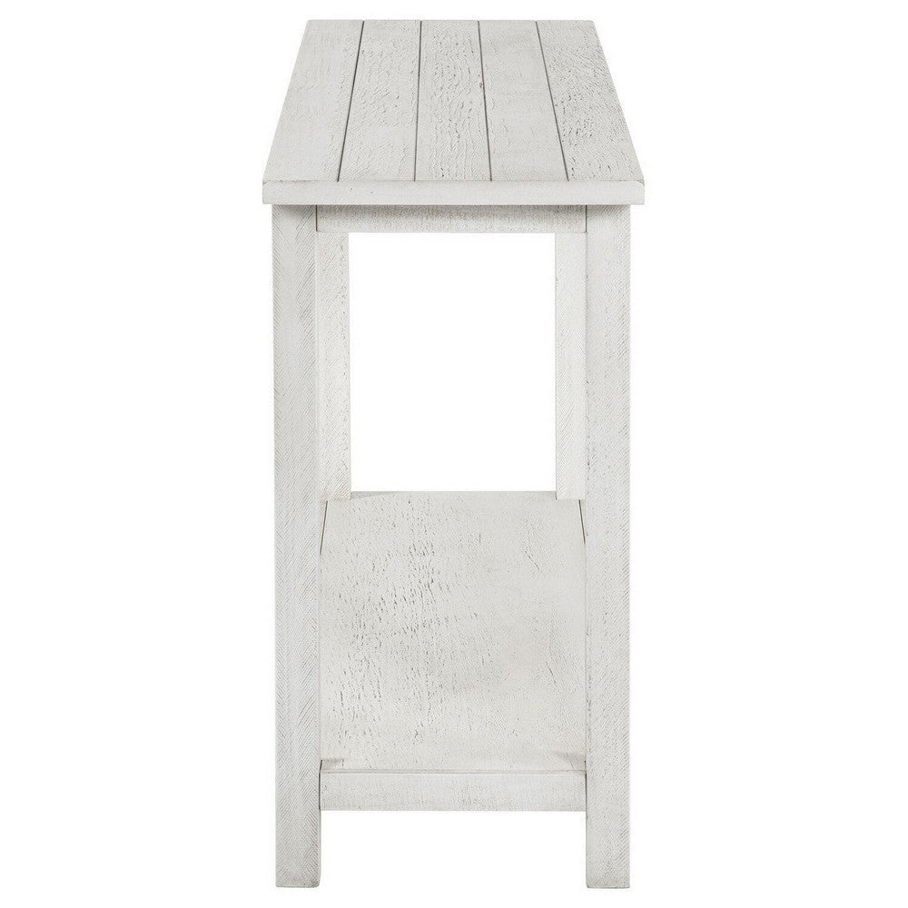 Ayne Console Table 1 Bottom Shelf Distressed White Wood 47 Inch