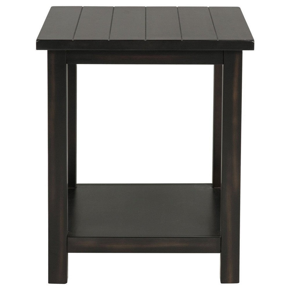 Ayne Side End Table 1 Bottom Shelf Black Wood Frame Square 20 Inch