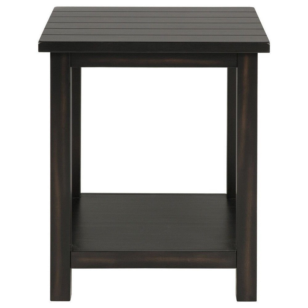 Ayne Side End Table 1 Bottom Shelf Black Wood Frame Square 20 Inch