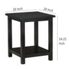 Ayne Side End Table 1 Bottom Shelf Black Wood Frame Square 20 Inch