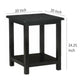 Ayne Side End Table 1 Bottom Shelf Black Wood Frame Square 20 Inch