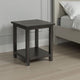 Ayne Side End Table, 1 Bottom Shelf, Black Wood Frame, Square 20 Inch