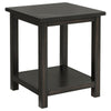 Ayne Side End Table 1 Bottom Shelf Black Wood Frame Square 20 Inch