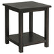 Ayne Side End Table 1 Bottom Shelf Black Wood Frame Square 20 Inch