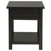 Ayne Side End Table 1 Shelf 1 Drawer Black Wood Square 20 Inch BM329197