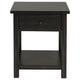 Ayne Side End Table 1 Shelf 1 Drawer Black Wood Square 20 Inch BM329197