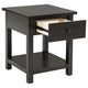 Ayne Side End Table 1 Shelf 1 Drawer Black Wood Square 20 Inch BM329197