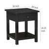 Ayne Side End Table 1 Shelf 1 Drawer Black Wood Square 20 Inch BM329197