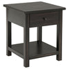 Ayne Side End Table 1 Shelf 1 Drawer Black Wood Square 20 Inch BM329197