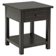 Ayne Side End Table 1 Shelf 1 Drawer Black Wood Square 20 Inch BM329197