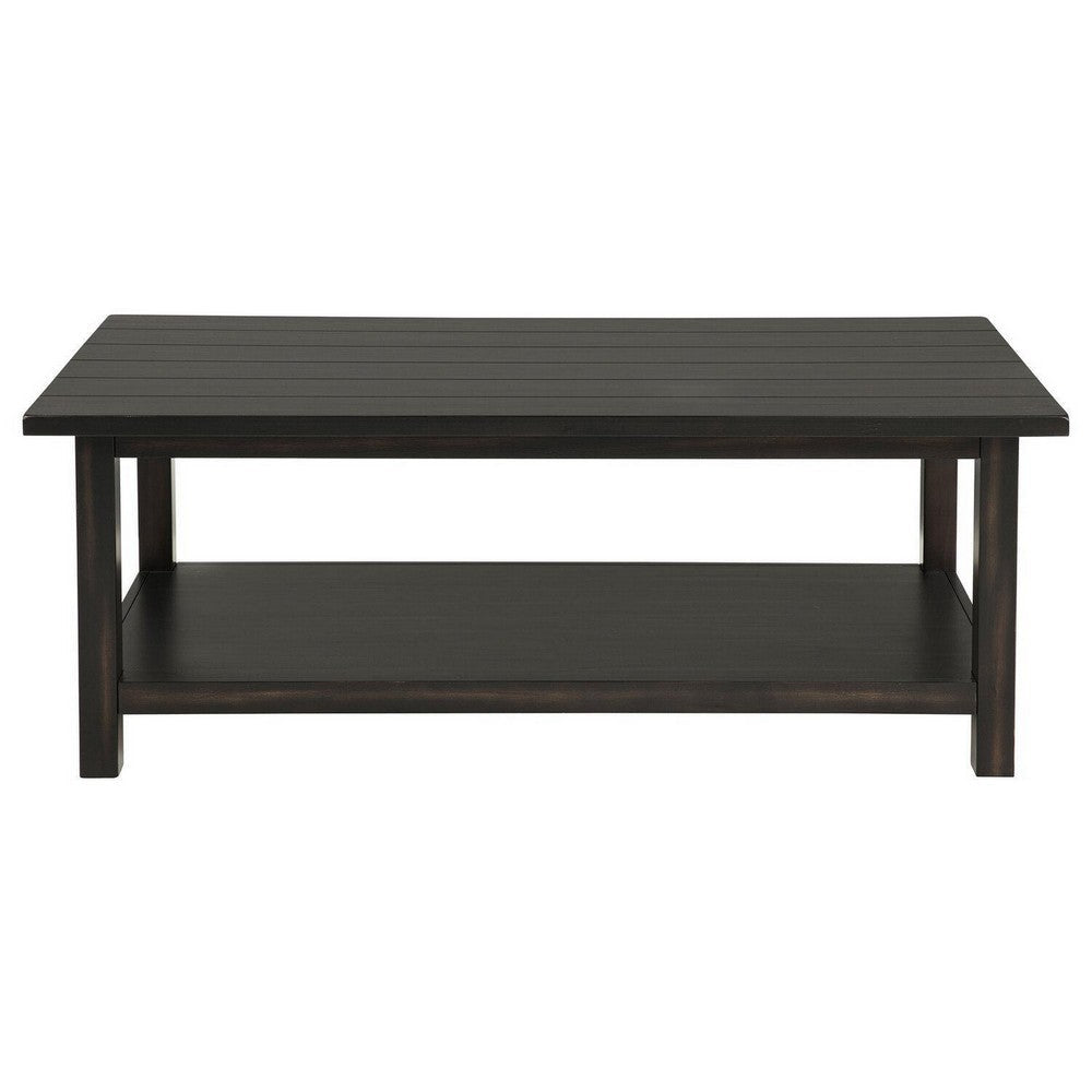 Ayne Coffee Table 1 Bottom Shelf Classic Black Wood Frame 47 Inch