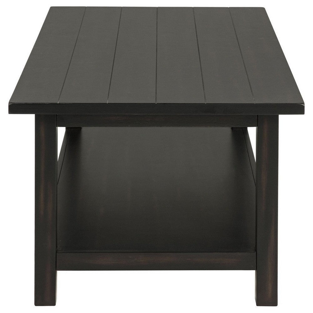 Ayne Coffee Table 1 Bottom Shelf Classic Black Wood Frame 47 Inch