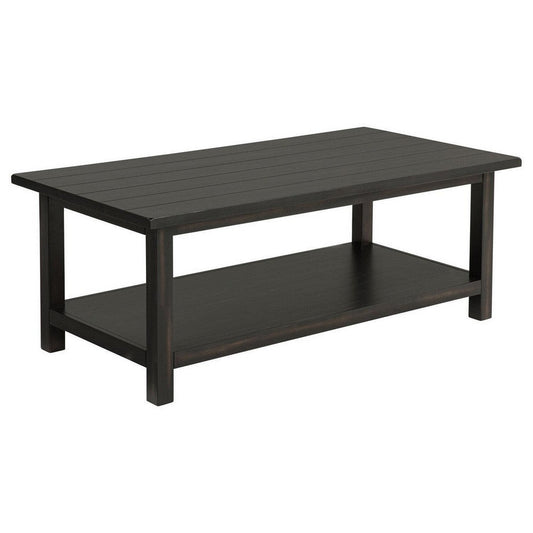 Ayne Coffee Table, 1 Bottom Shelf, Classic Black Wood Frame, 47 Inch