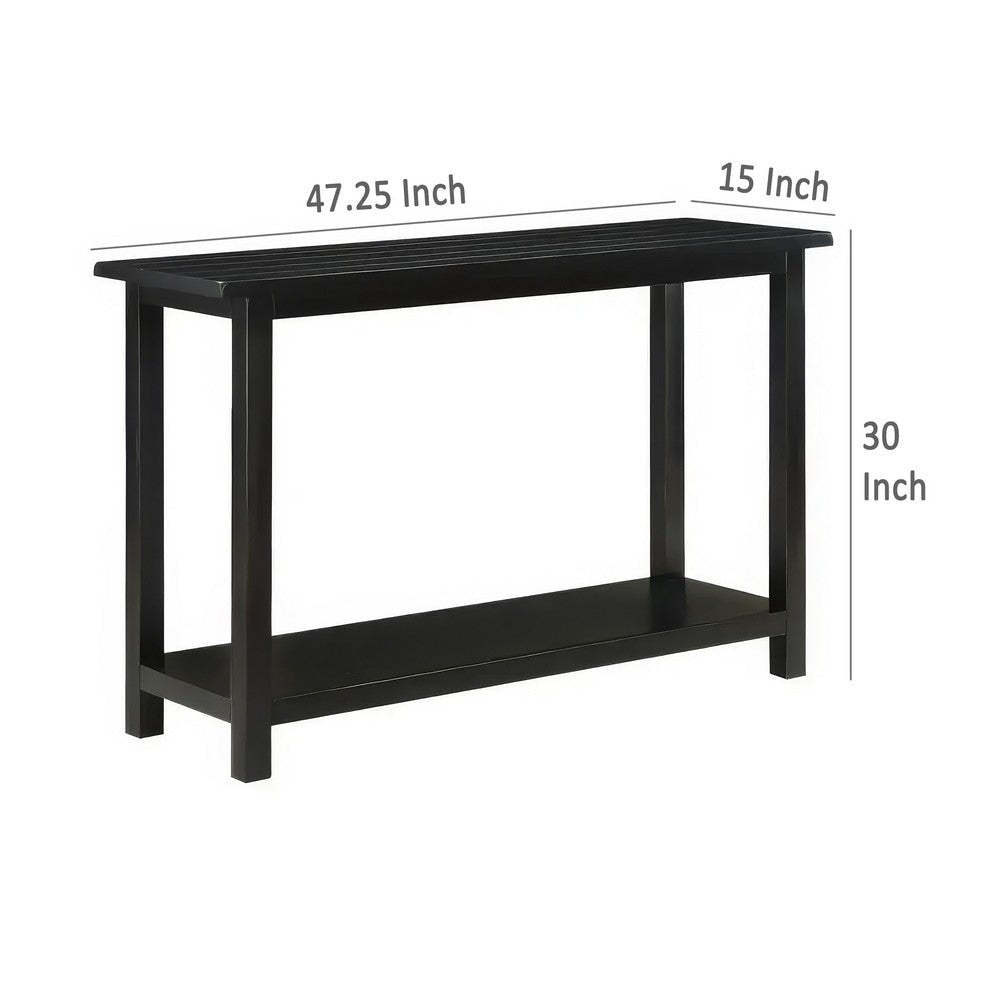 Ayne Console Table 1 Bottom Shelf Classic Black Wood Frame 47 Inch